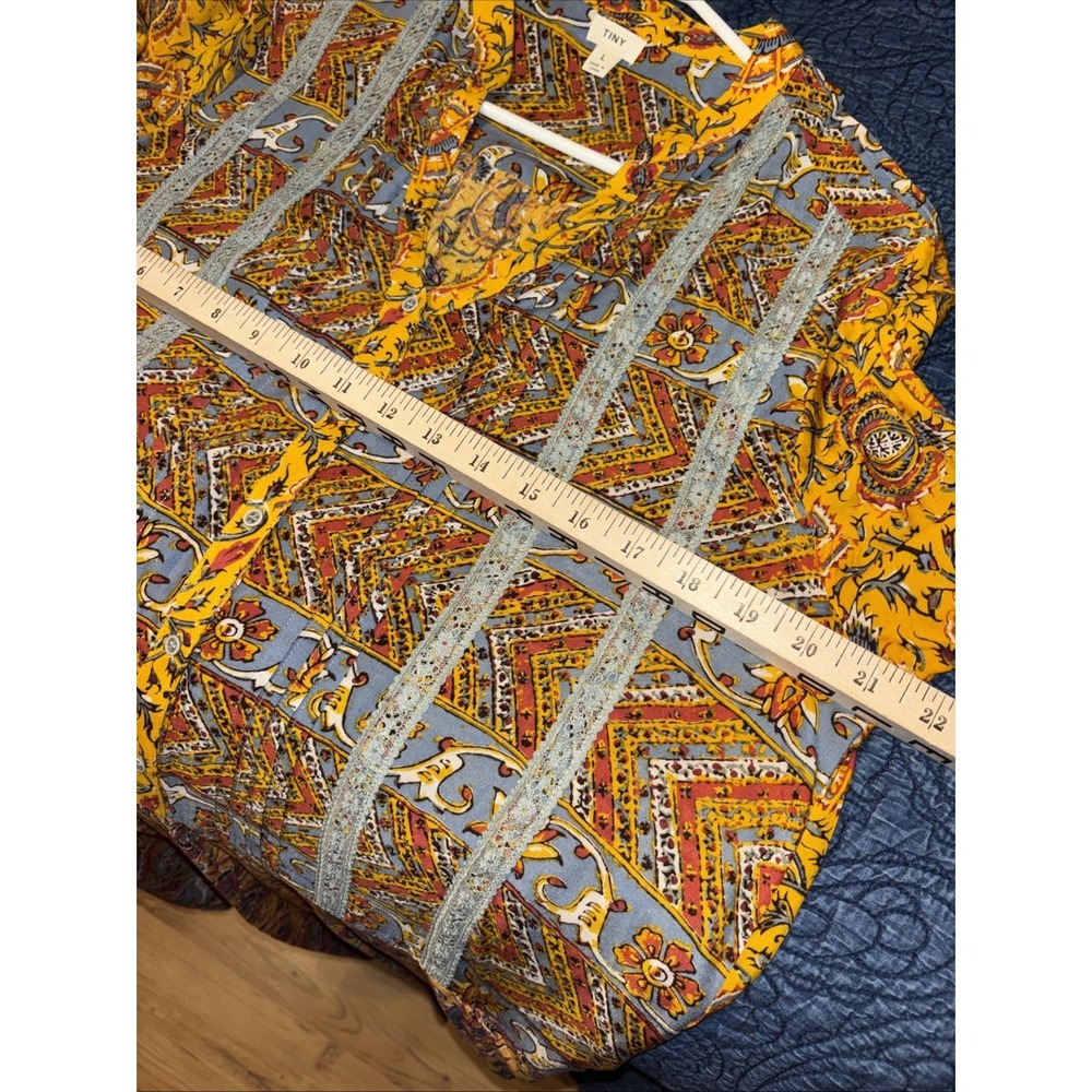 Tiny Anthropologie Ismelda Sz L Tunic Dress Yellow Floral $148 Pockets Lace - Picture 15 of 16